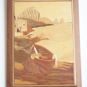 Vintage Wood Inlay Wall Art  Marquetry